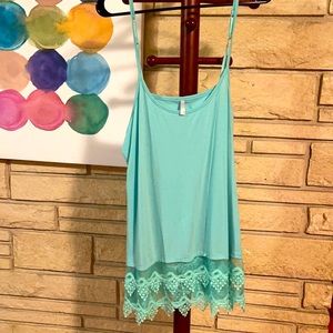 Aqua/teal lace trim cami/tank